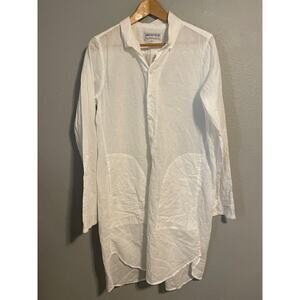 American Colors Dress Womens Large White Long Sleeve Button Up Oversized Gauzy